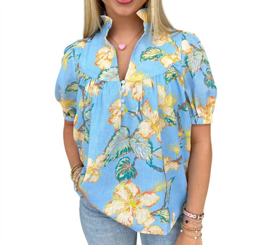 Jade - Golden Lillies Yoke Button Top