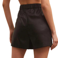Z Supply Women's Tia Faux Leather Short in black - women's shorts - detail view