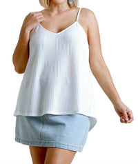 Umgee - Waffle Knit V-neck Tank Top