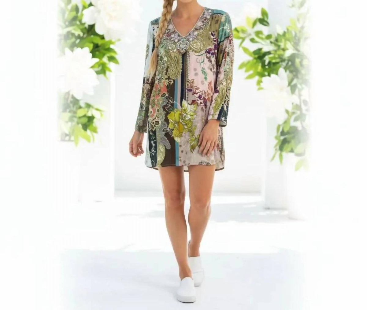 John Mark - French Market Embellished Tunic Top