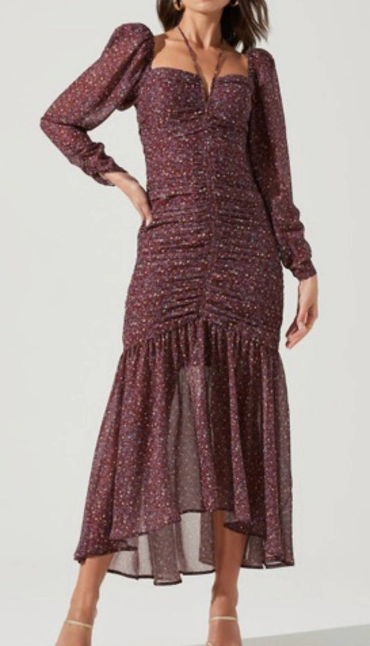 Astr - Ditsy Print Long Sleeve Dress