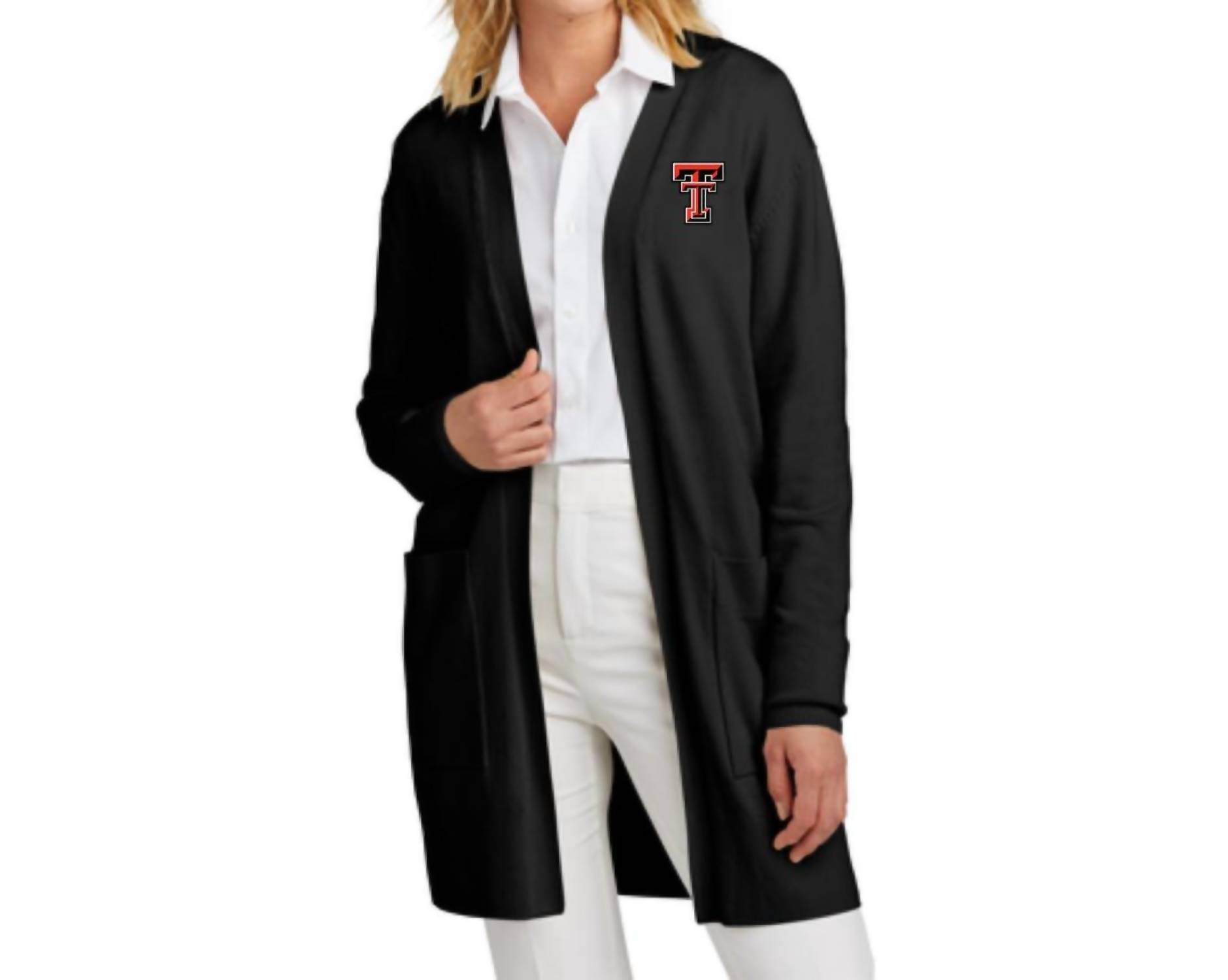 Mercer + Mettle Open Front Sweater Cardigan in black - women's cardigan
