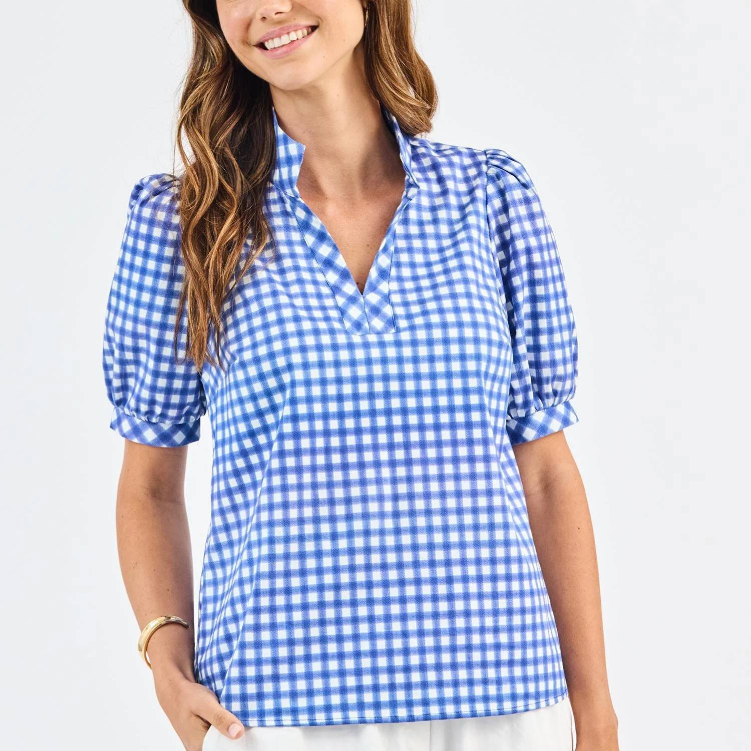 Mary Square - Women's Tricia Gingham Mix Top
