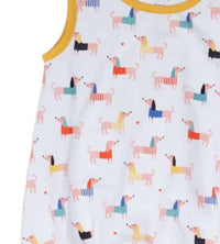 The Oaks Apparel - Girl's Alex Darling Pups Bubble Romper