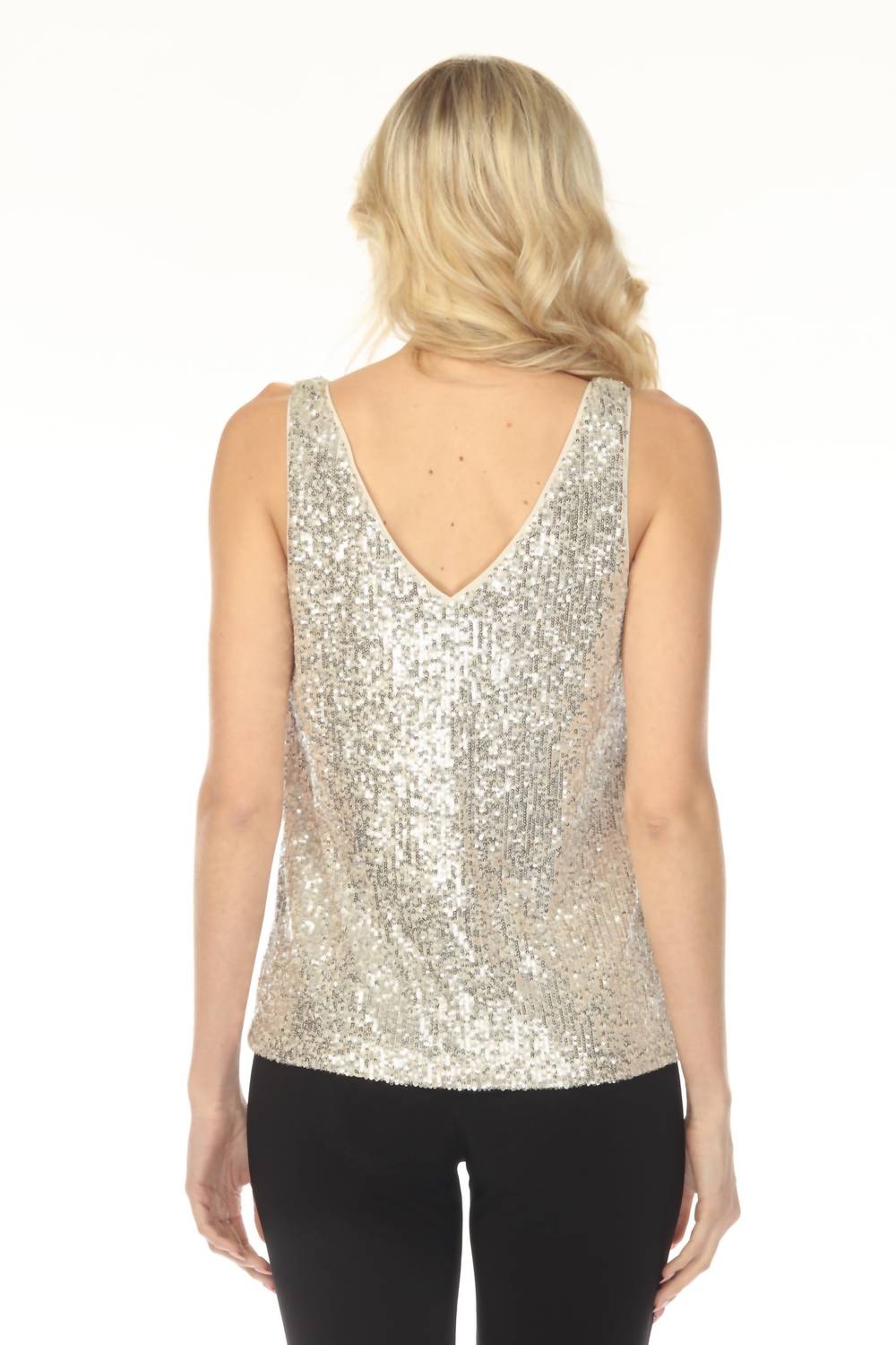Joseph Ribkoff - Sequined V-neck Sleeveless Top