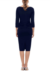 Xscape - V-neck Side Ruffle Sheath Dress