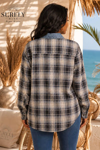 Surelymine - Denim Contrast Shacket