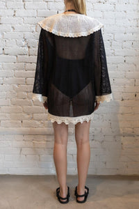 SEA Kendall Crochet Cover Up in black - women's swimwear - alternate view
