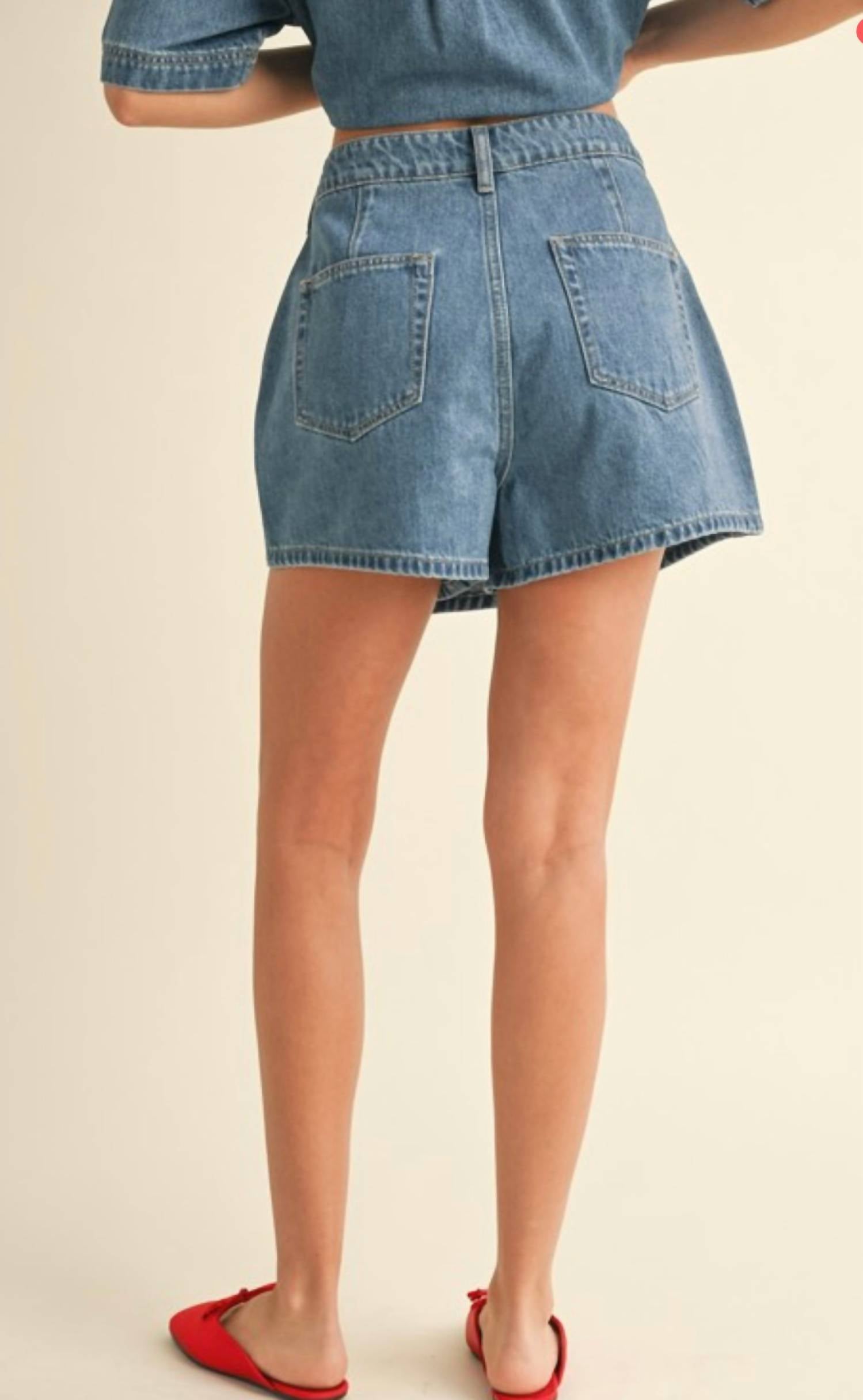Miou Muse - Denim Shirt And Skort Set