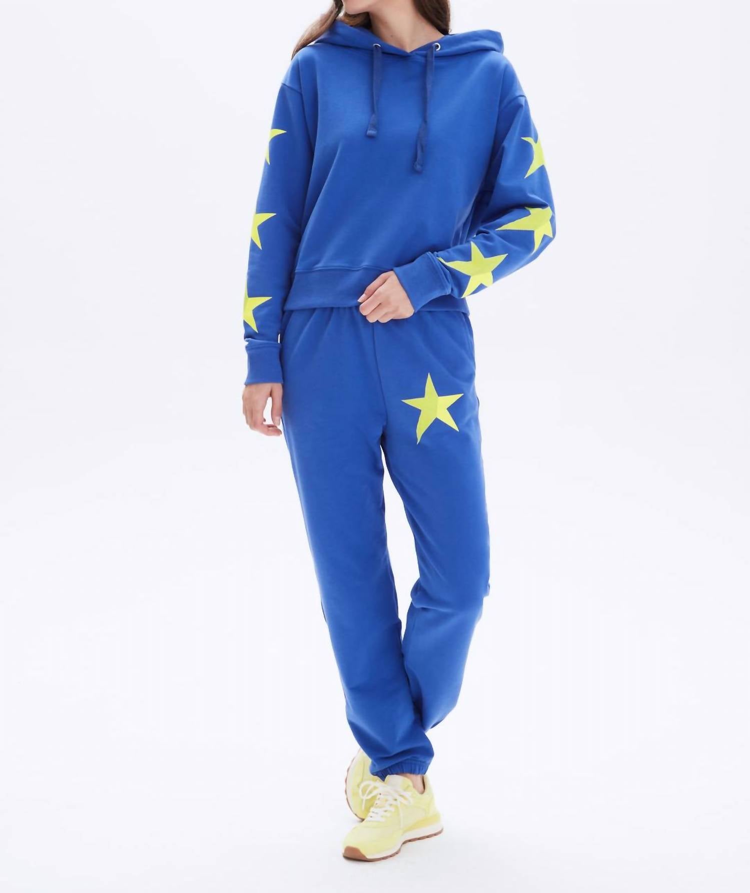Chrldr - Neon Star Cropped Pullover Hoodie Top
