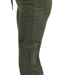 Grace and Lace Women's Sueded Twill Cargo Pants in deep green - women's pants - detail view