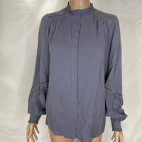 Go by Go Silk Women's Go Free Ruffle Silk Blouse in dusty blue - women's blouse