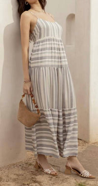 Blu Pepper - Ashley Striped Tiered Maxi Dress
