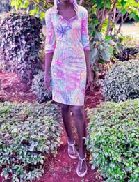 GRETCHEN SCOTT Ruffneck 3/4 sleeve Dress in brights - women's dress - view 6