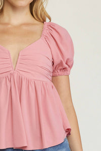 Entro - Bubble Sleeve Babydoll Top