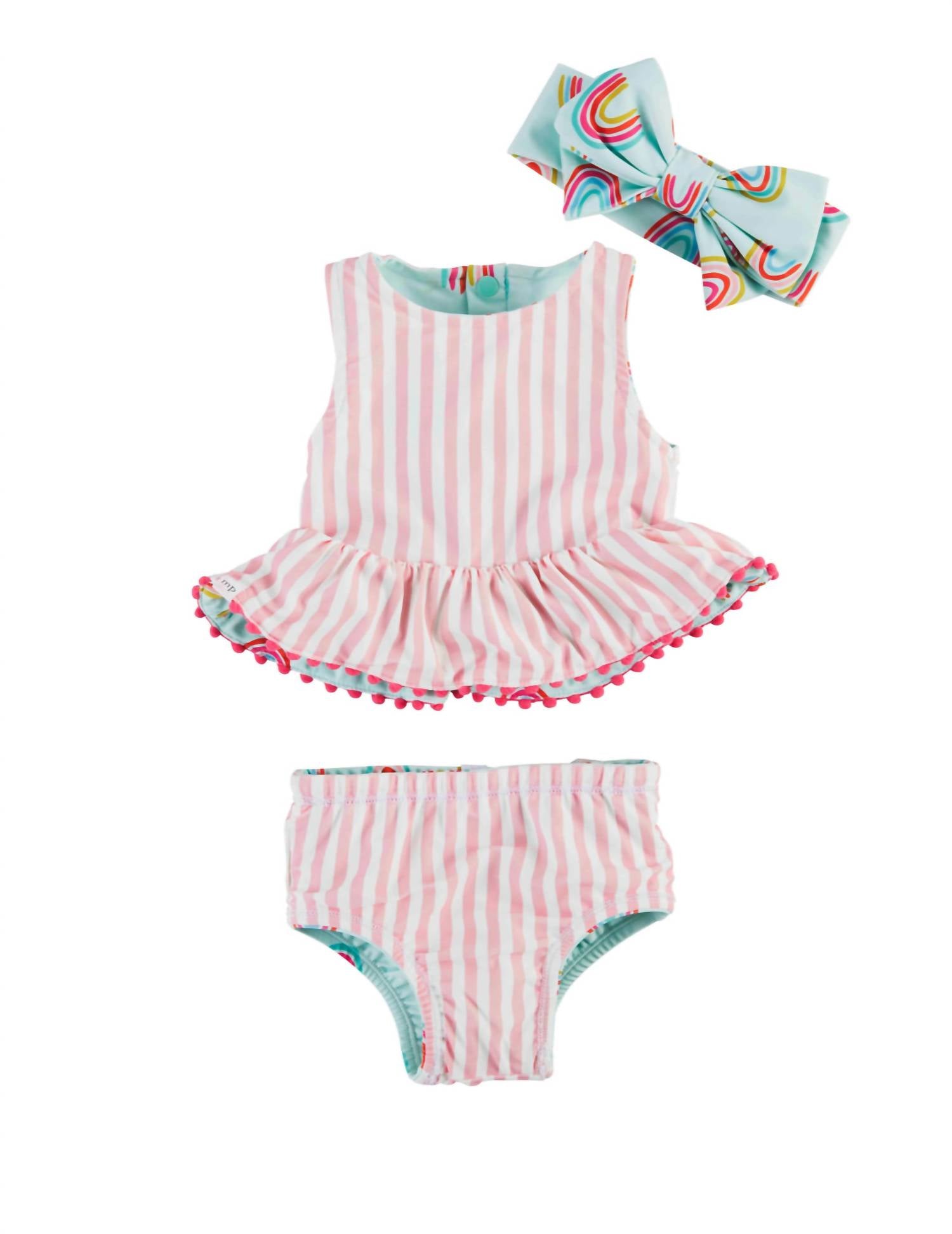 Mudpie - Kids Reversible Swimsuit & Headband Set