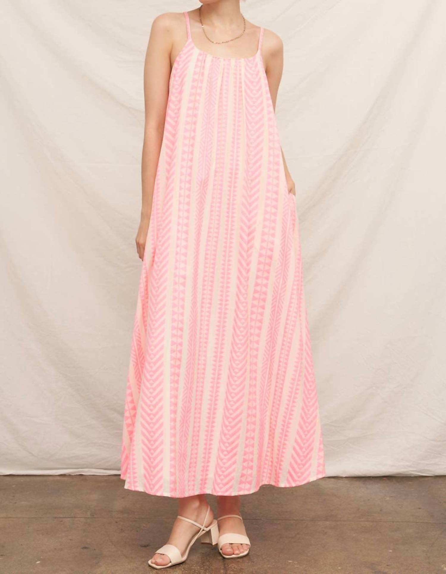 En Creme - Neon Embroidered Cami Maxi Dress