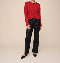 Bella Dahl Tie Waist Cardigan in crimson cherry 2 - women's cardigan - alternate view