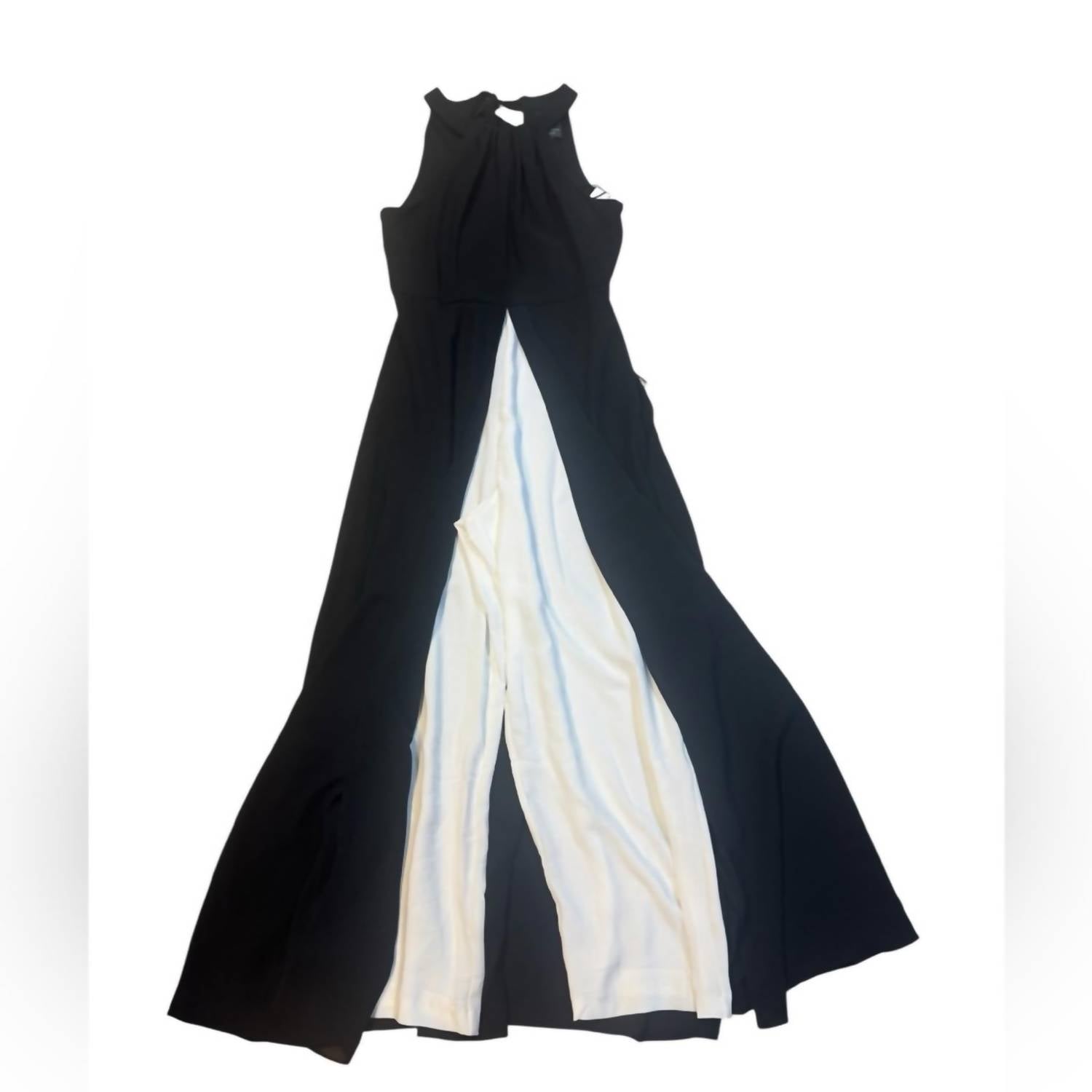 Adrianna Papell Sleeveless Jumpsuit in black and white - women's pants - detail view