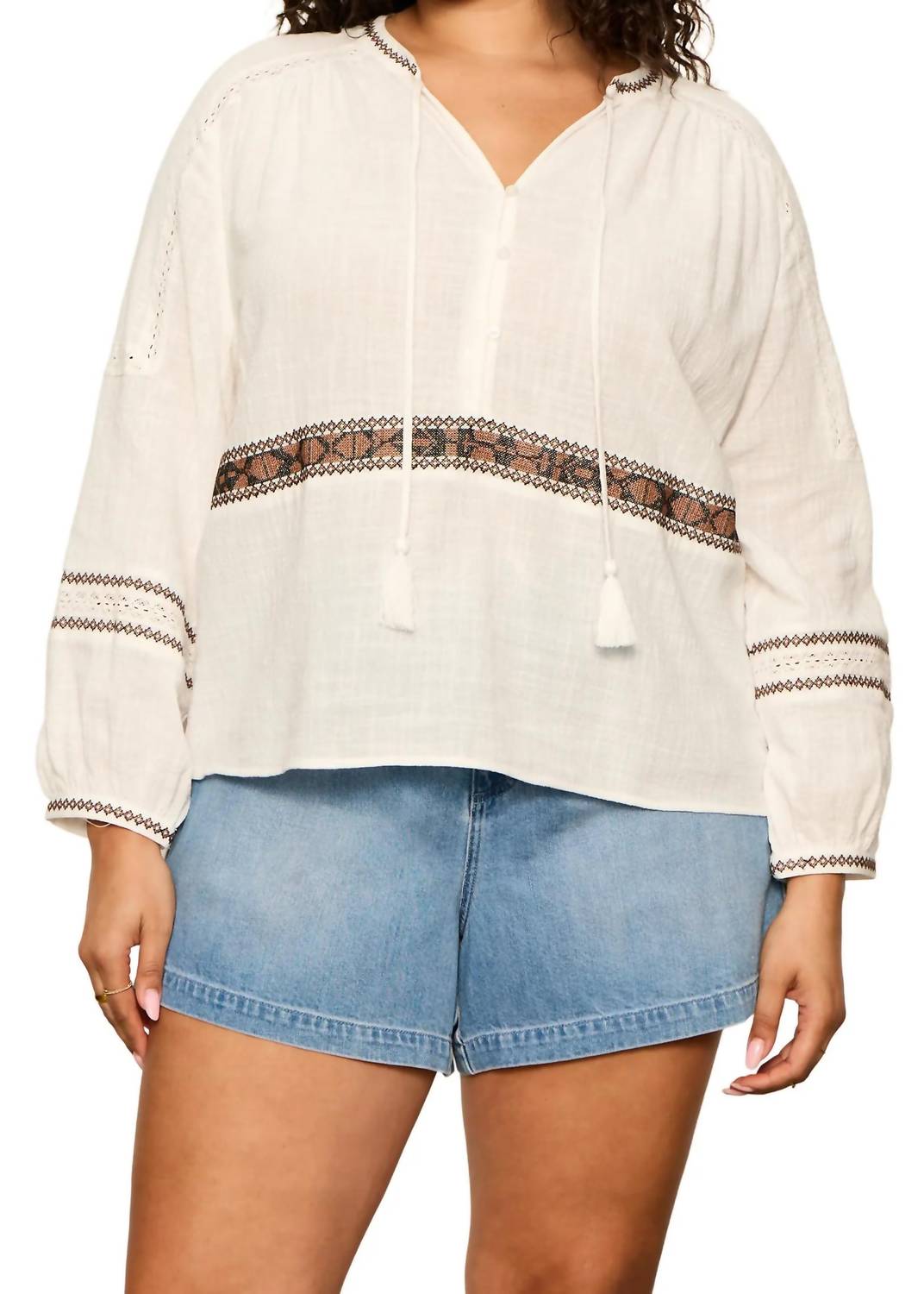 Sanctuary - Retreat Embroidered Detail Cotton Top