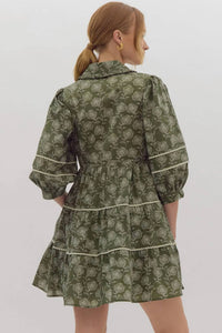Entro - Elle Floral Print Contrast Trim Half Sleeve Mini Dress