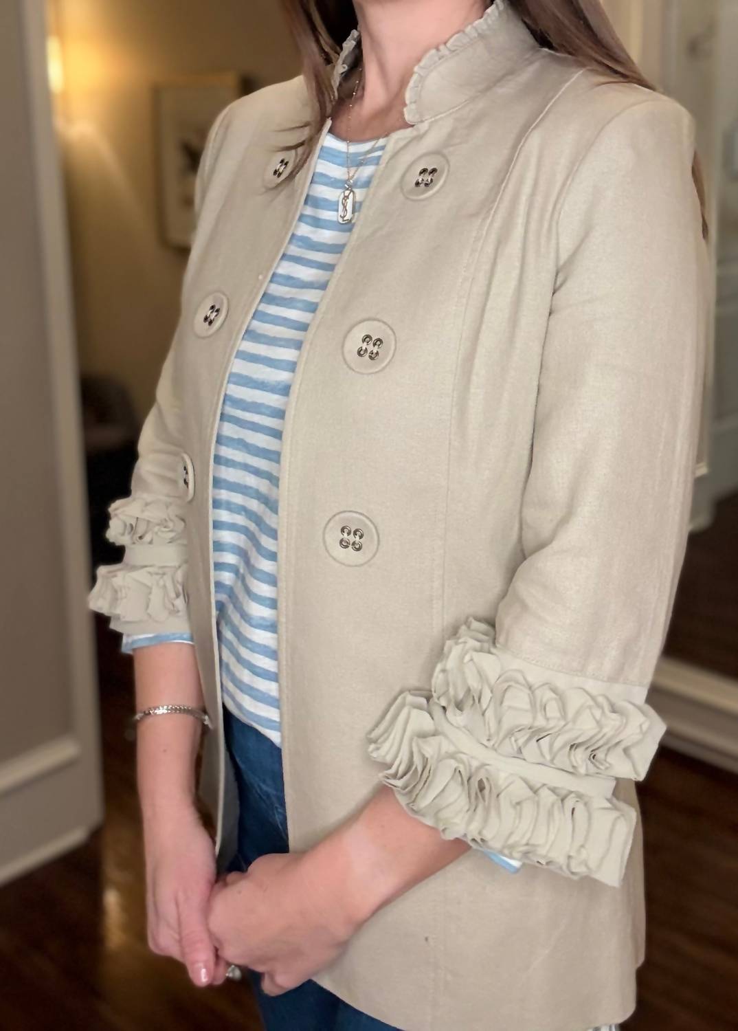 Multiples - 3/4 Sleeve Stand Collar Jacket