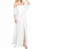 Sweet Lovely By Jen - Off Shoulder Chiffon Maxi Dress