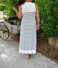 Lalavon - Women's Lily Stripe Midi Sweater Dress
