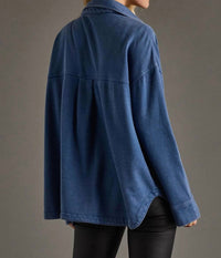 Panache Apparel Keira Super Soft Button Up Shirt in dark blue - women's shirt - alternate view