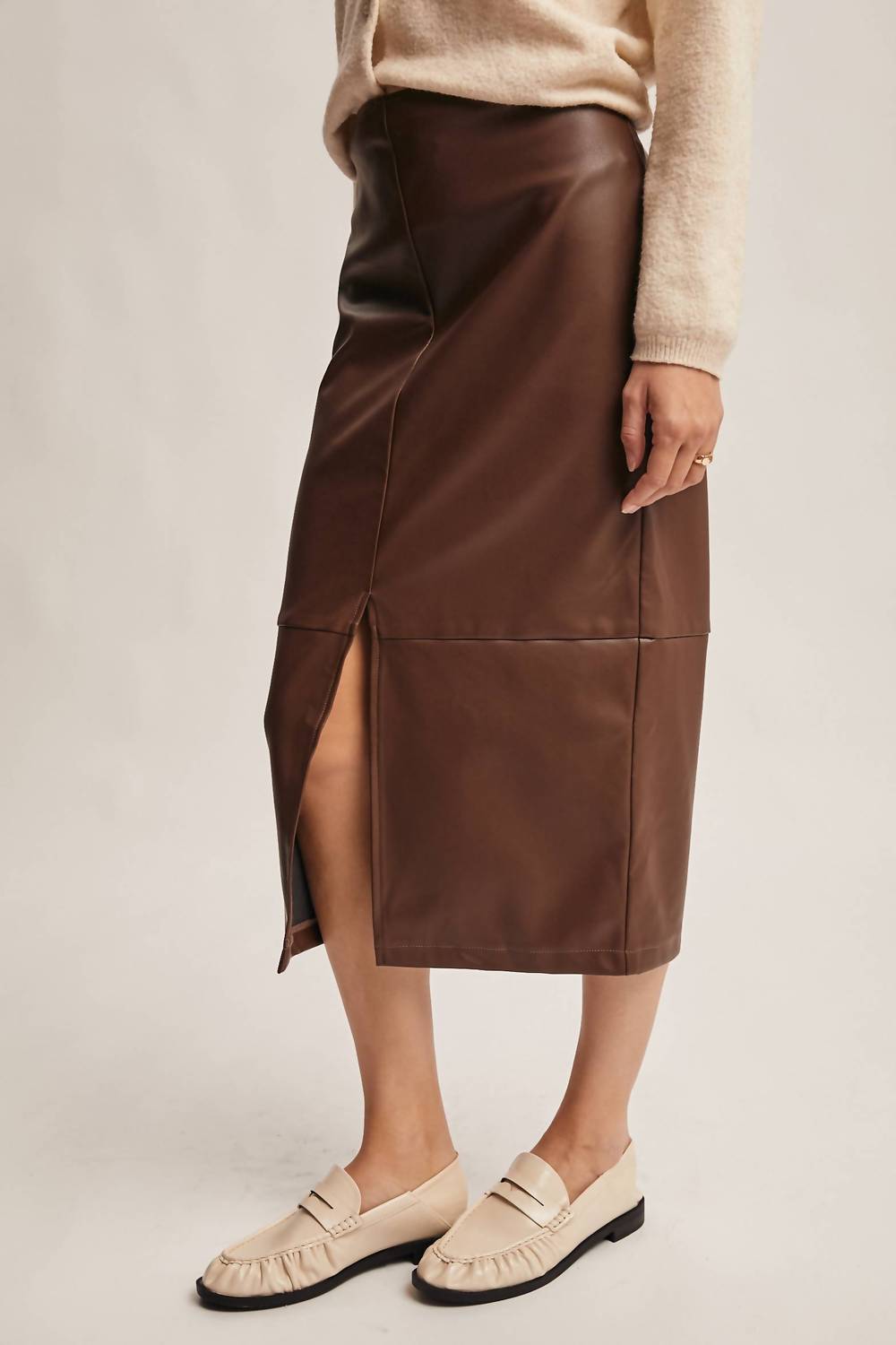 Forte - Sloan Vegan Leather Midi Skirt