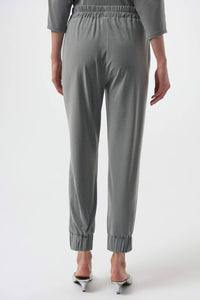 Joseph Ribkoff Silky Knit Pull-On Jogger Pants in grey melange - women's pants - detail view