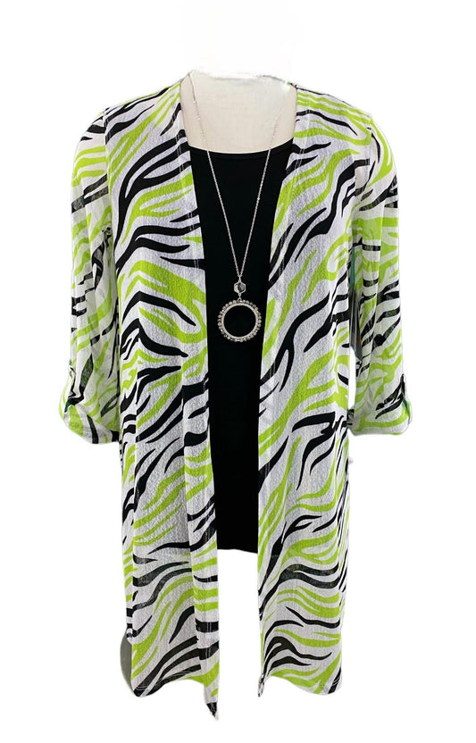 Multiples - Women's Zebra Mesh Open Cardigan