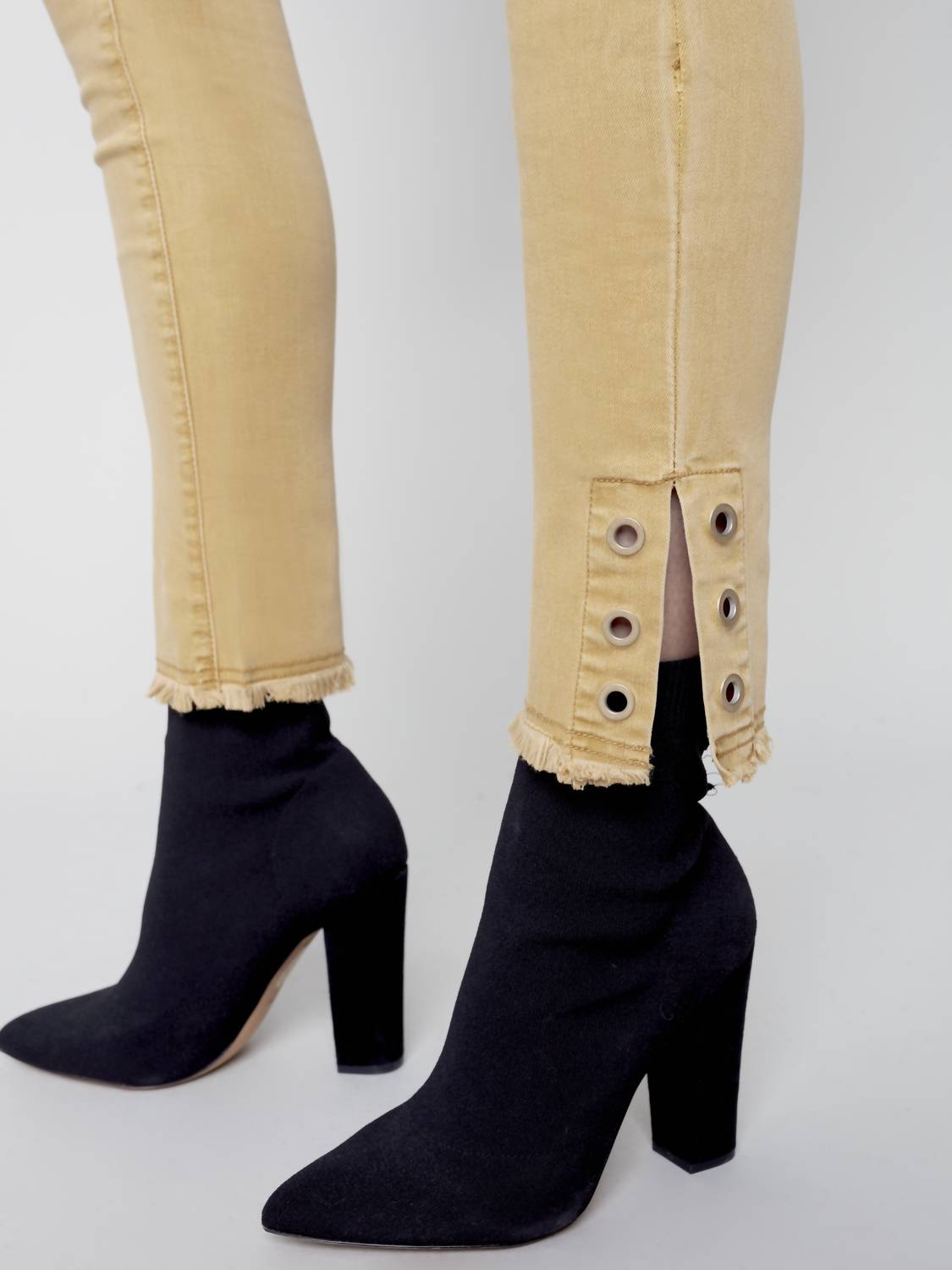 Charlie B - Eyelet Pants With Side Slits