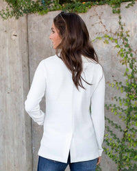 Grace and Lace Textured Front Button Blazer in white - women's jacket - alternate view