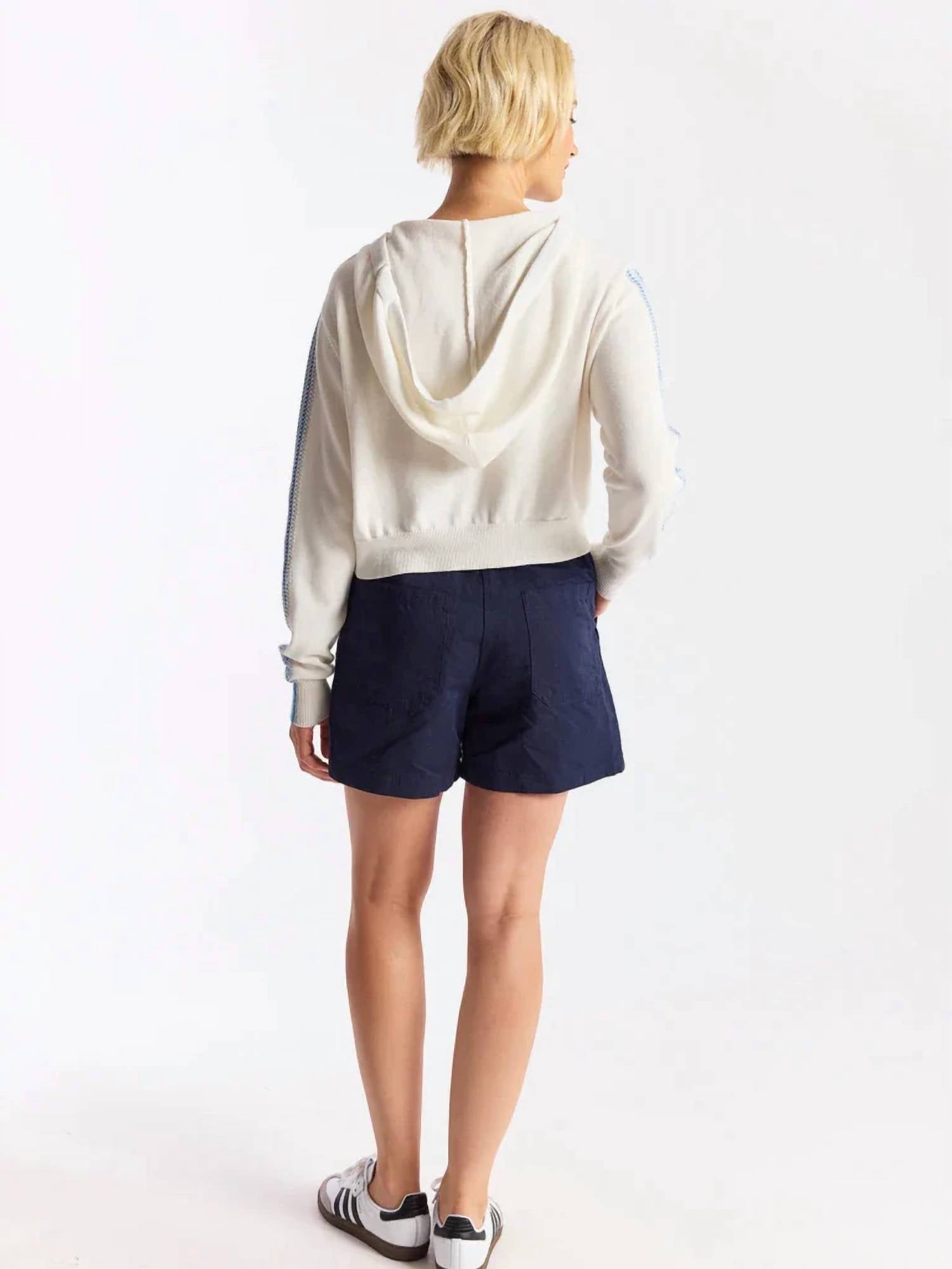 Brodie Cashmere - Geo Sleeve Cropped Hoodie