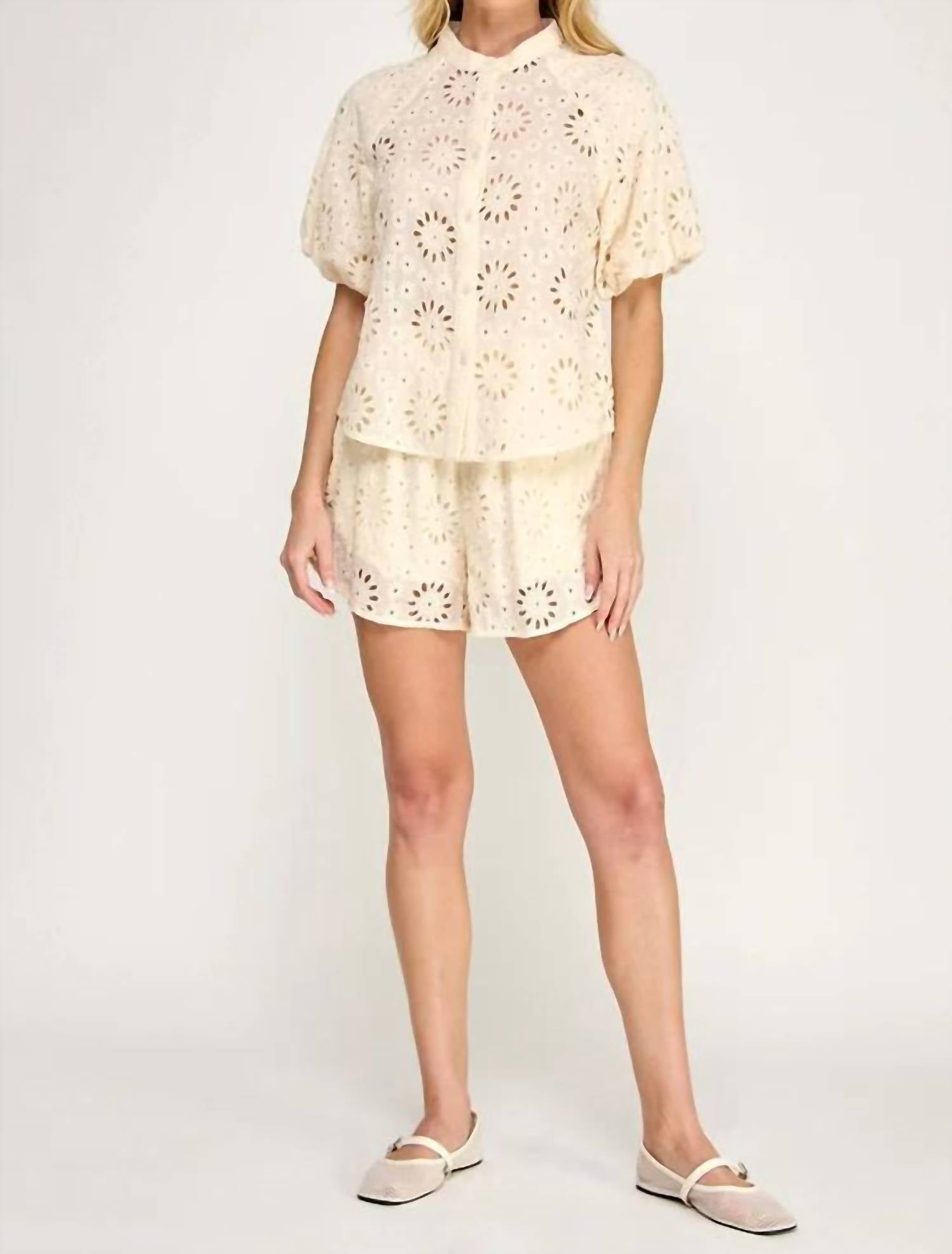 Ellison - Eyelet Tie Front Shorts