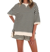 Very J - Women's Easy Does It Stripe Two Piece Set