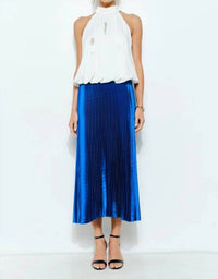 Ina Fashion - Satin Pleated Long Midi Skirt