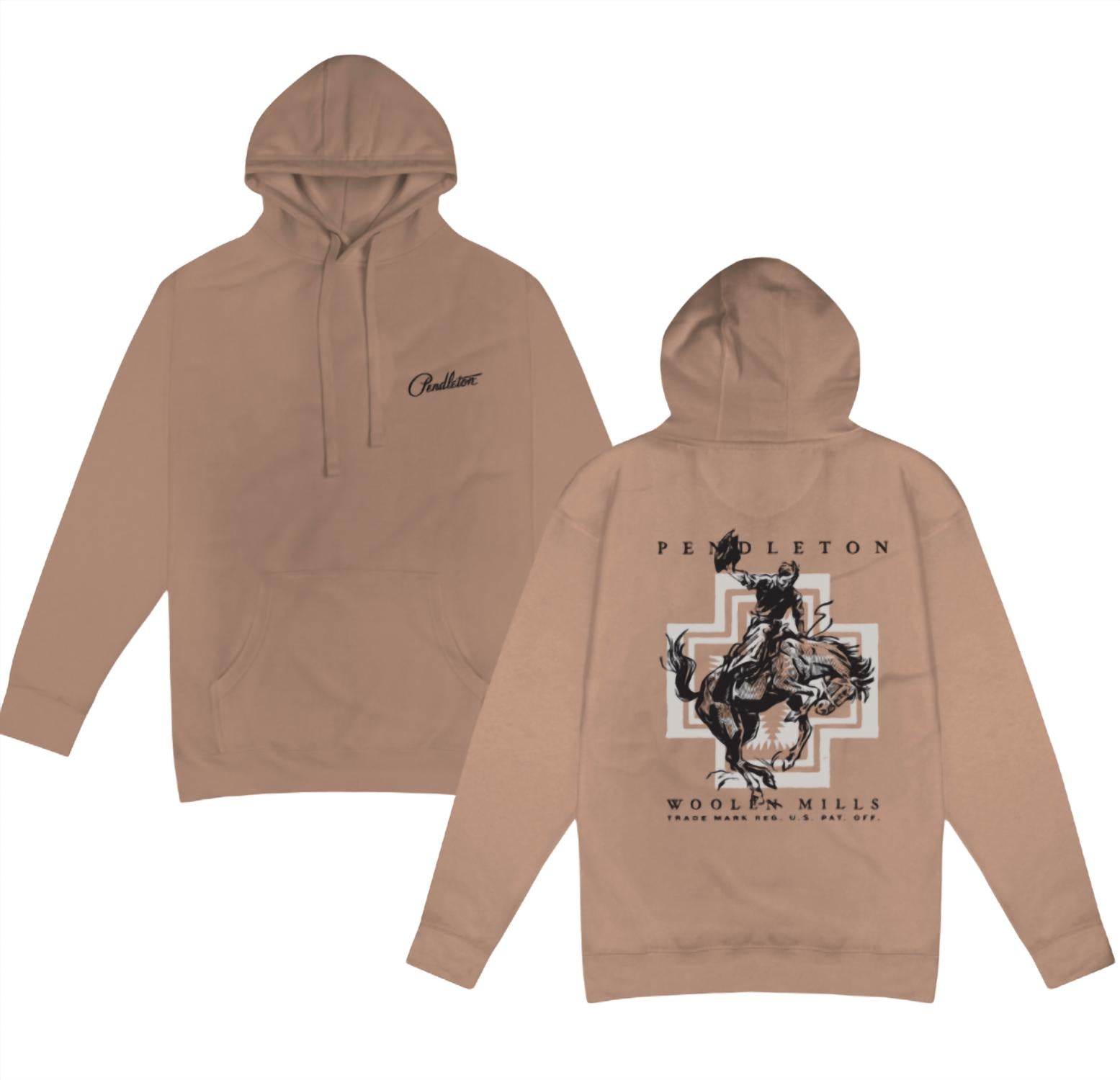 PENDLETON Rodeo Harding Graphic Hoody in latte black - men's shirt - view 5