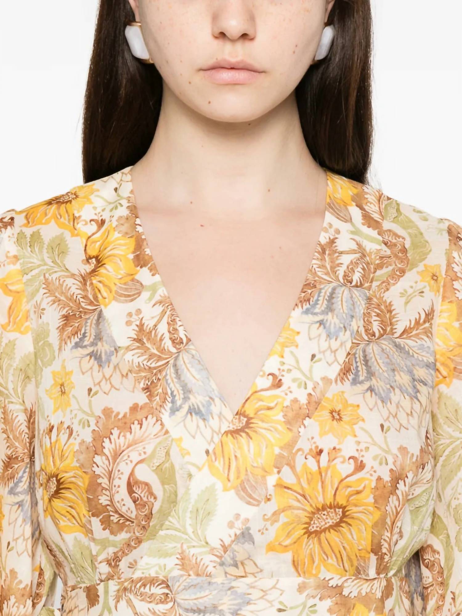 Zimmermann Daylight Mini Wrap Dress in stamp floral cream - women's dress - view 4