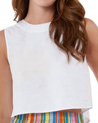 Livro Sleeveless Crop Top in white - women's shirt - detail view