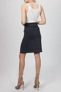 STRETCH DENIM SLIT SKIRT