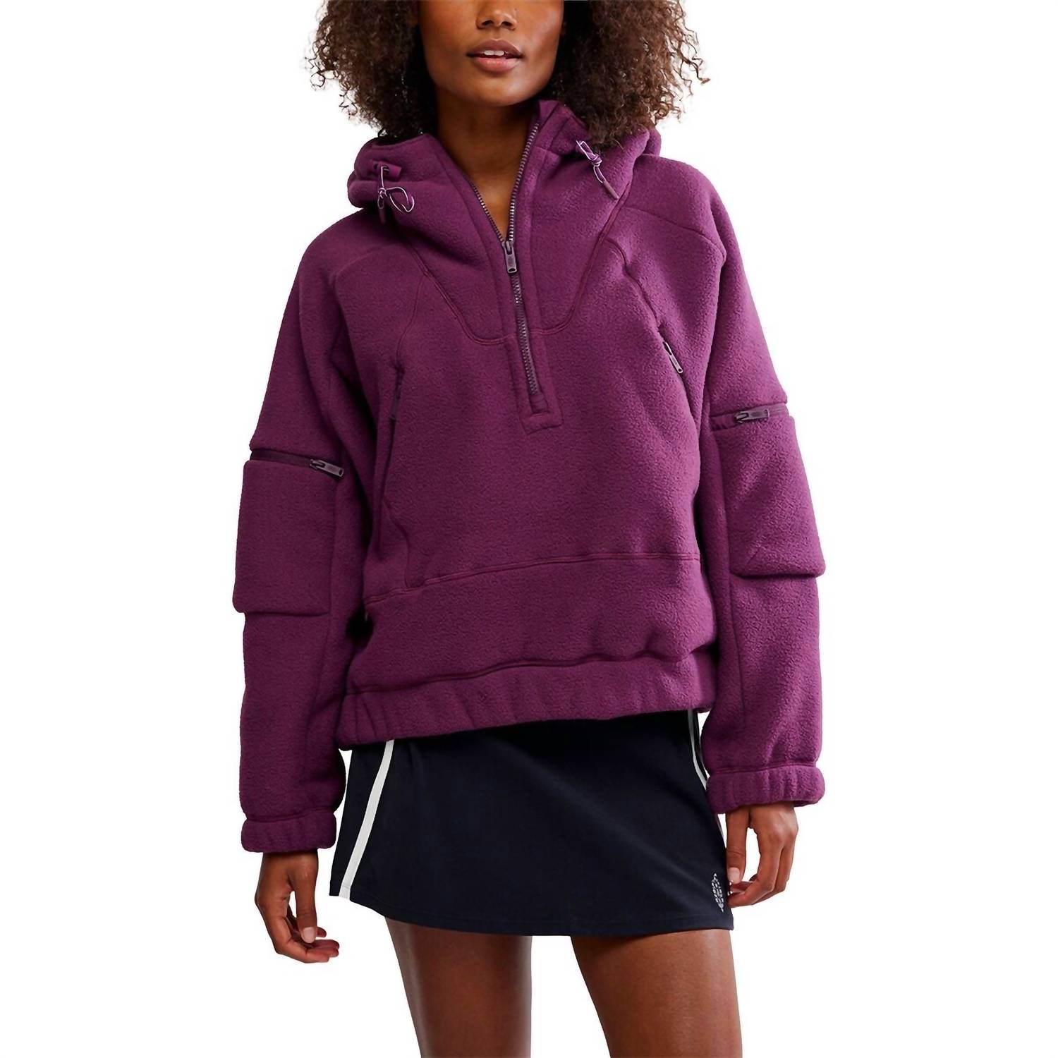 fp movement Wild And Free Fleece Pullover Hoodie in black cherry - women's top