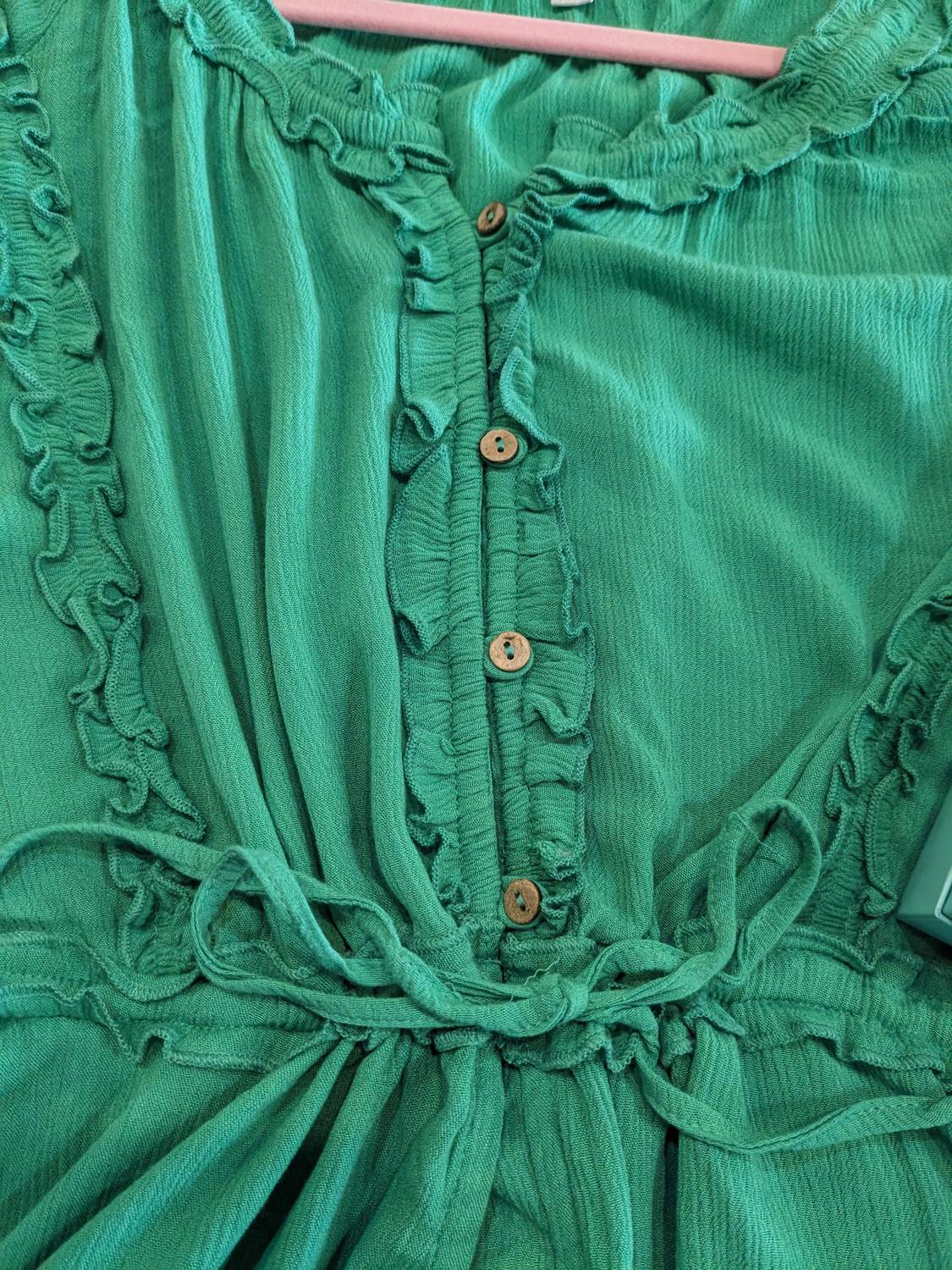 Grace and Lace Lola Frilly Button Front Top in spring green - women's blouse - view 6