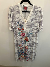 Johnny Was Women's Button Neck Knit Dress in white camo - women's dress
