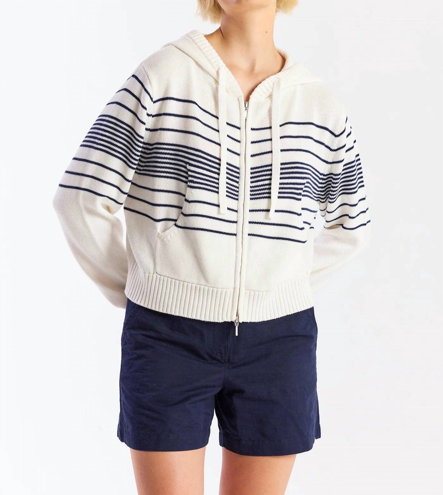 Brodie Cashmere - Beach Stripe Cropped Hoodie