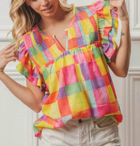 Bibi - Brielle Multicolored Ruffled Top