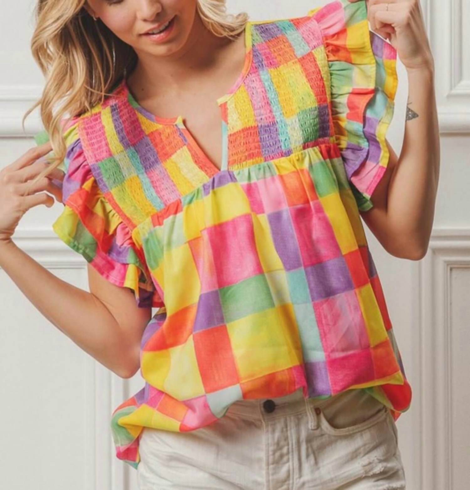 Bibi - Brielle Multicolored Ruffled Top