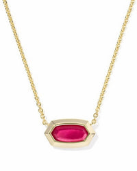 Kendra Scott ELISA BEZEL SHORT PENDANT NECKLACE in gold carmine red illusion - women's jewelry