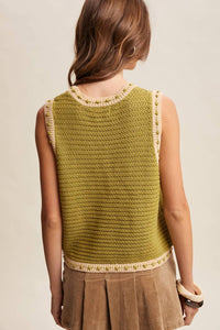 Listicle - Contrast Trim Sleeveless Knit Top